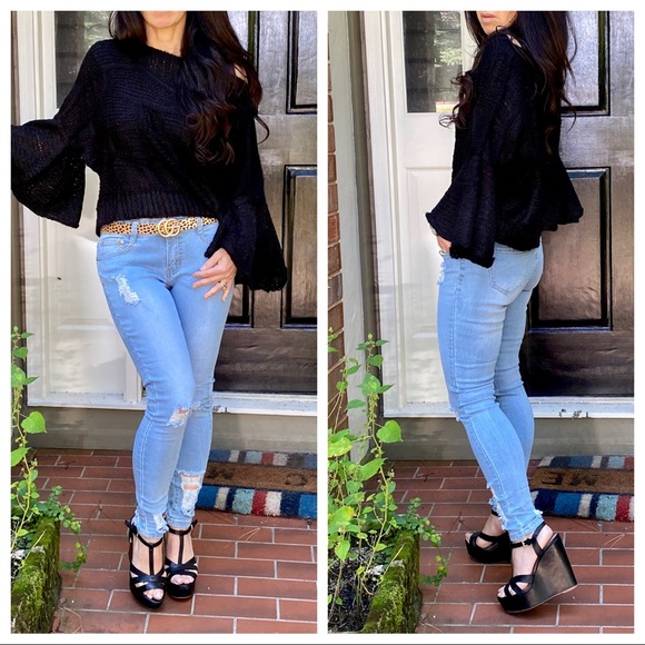 #27 Light denim stretch Distressed Skinny Jeans - Picture 6 of 9